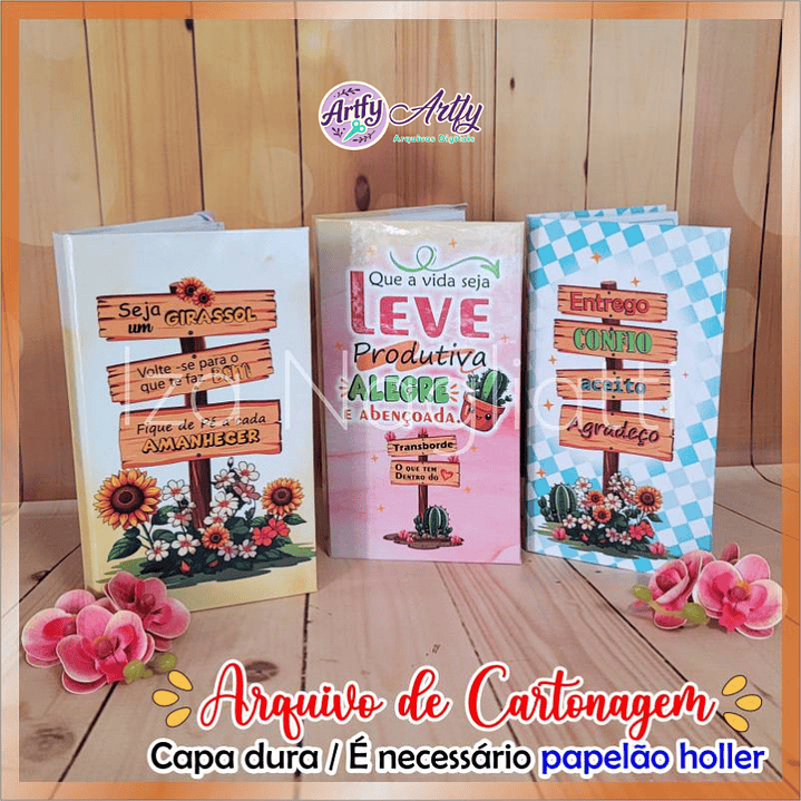 Sacolas para Agenda, Planner e Cadernetas com 3 Estampas, 4 Frases e 2 Larguras - 3 Modelos 1