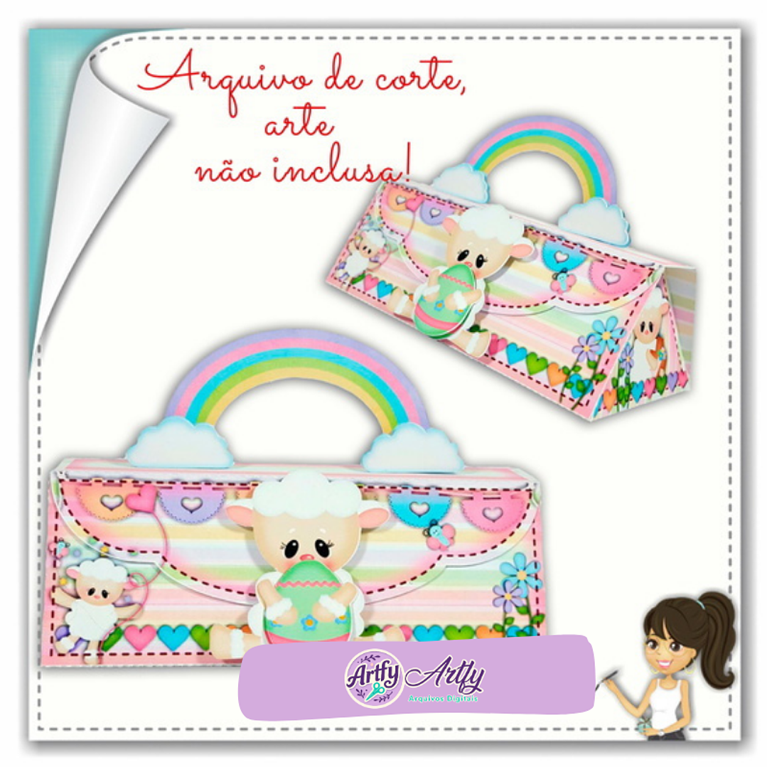 Caixa Triângulo Topo Reto sem Alça - Páscoa 1