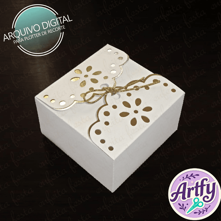 Caixa Aba Rendada 7x7x4cm Bem Casado 1