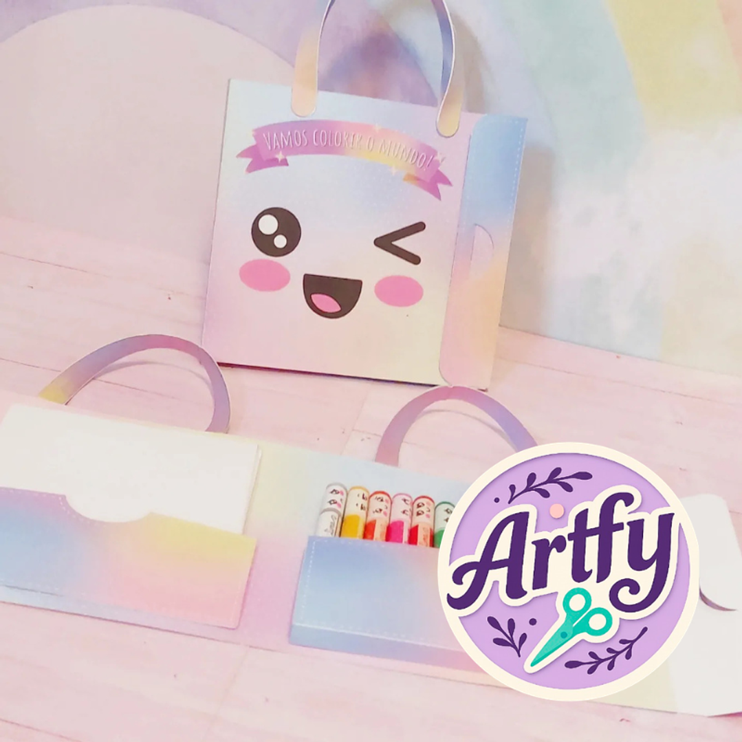 Sacola Colorir Cute Rosa 1