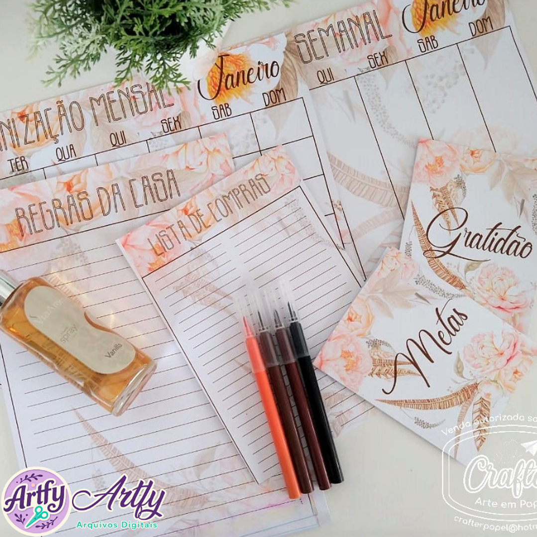 Kit Floral Marrom e Laranja 1