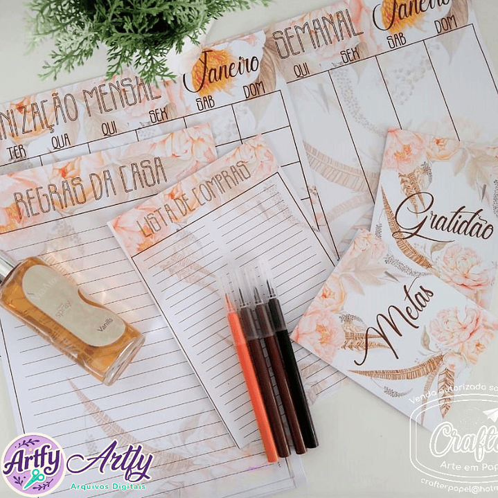 Kit Floral Marrom e Laranja 1