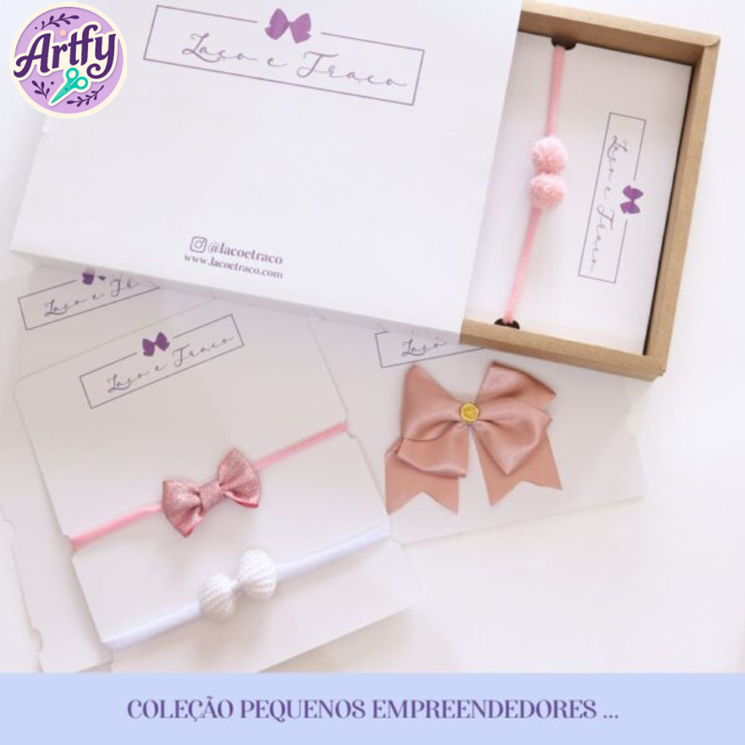 Caixa e tags para tiara e laço de bebês 1