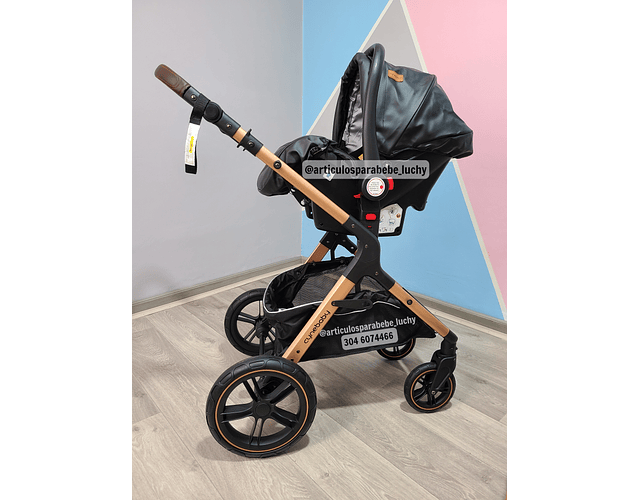 Coche con silla para carro Ref Santino cuerotex- Negro