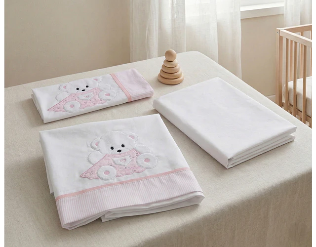 Sábanas  Algodón Bordadas Osita.