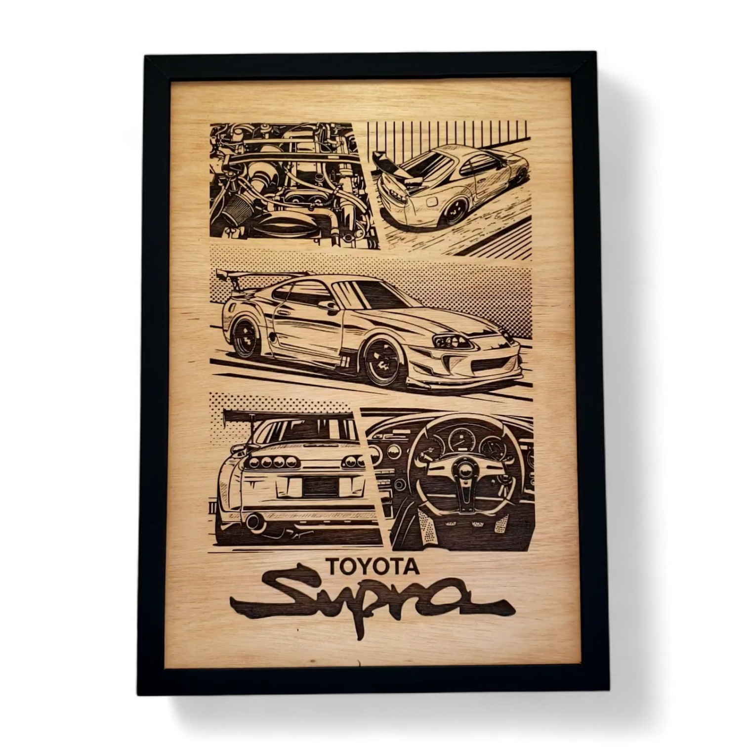 Cuadro Grabado Toyota Supra collage 1