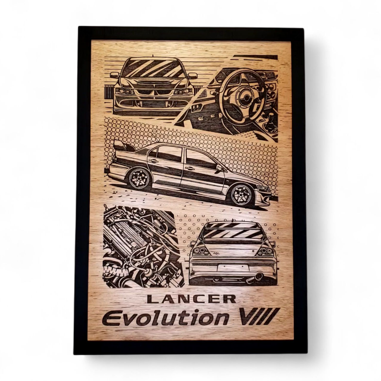 Cuadro Grabado Mitsubishi Lancer Evo 8 Collage 1