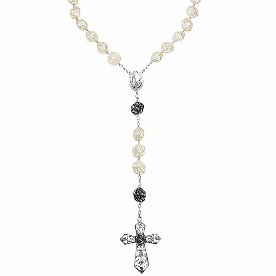 Rosary wall with roses 1