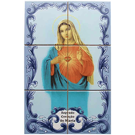 Azulejo Coração Sagrado de Maria 6 peças