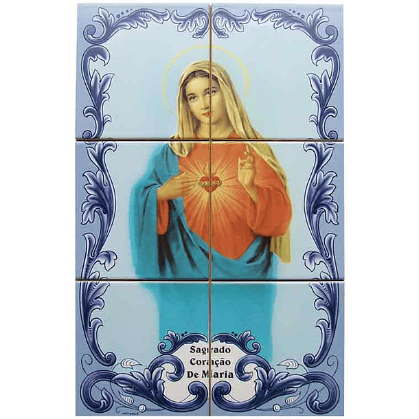 Azulejo Coração Sagrado de Maria 6 peças 