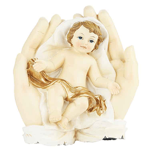 Infant Jesus lying on hands