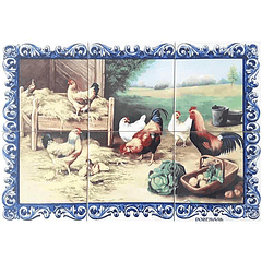 Azulejos de gallinas con pollitos de 6 piezas