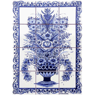 Azulejo Florón Azul 12 piezas