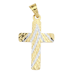Pendentif croix dorée et argent