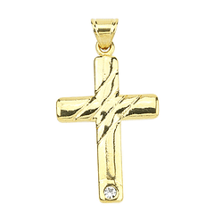 Colgante de cruz dorada con piedra