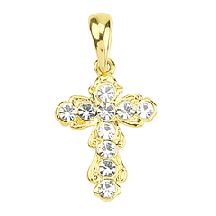 Golden cross pendant with stones