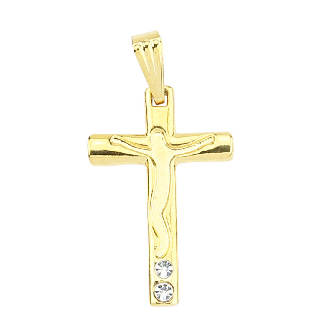 Colgante de Cristo en la Cruz dorado con piedras 1