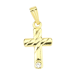 Golden cross pendant with stone