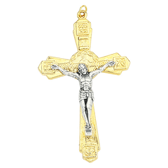 Colgante de Cristo en la Cruz dorado y plateado