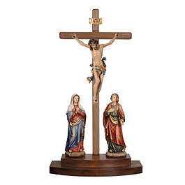 Estátua de grupo de crucificação - madeira