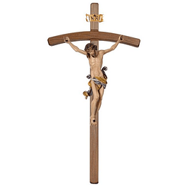 Crucifixo Cristo Leonardo cruz curva - madeira