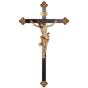 Christ Leonardo crucifix with halo baroque cross - wood
