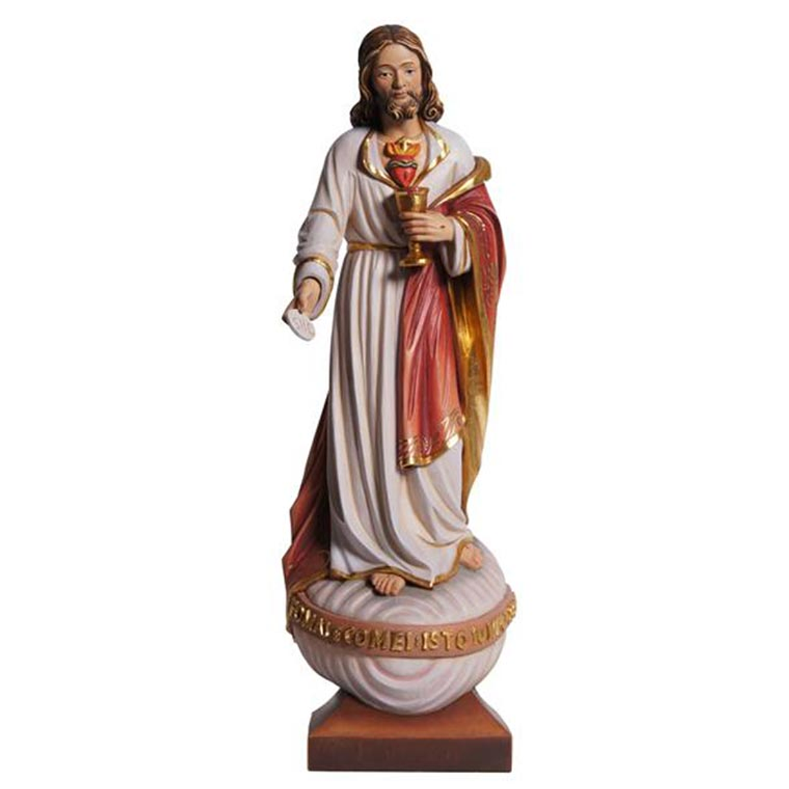 Sacred Heart of Jesus statue with host - wood 1