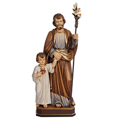 Statua San Giuseppe con Gesù bambino - legno