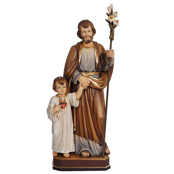 Estátua de São José com menino Jesus - madeira 1