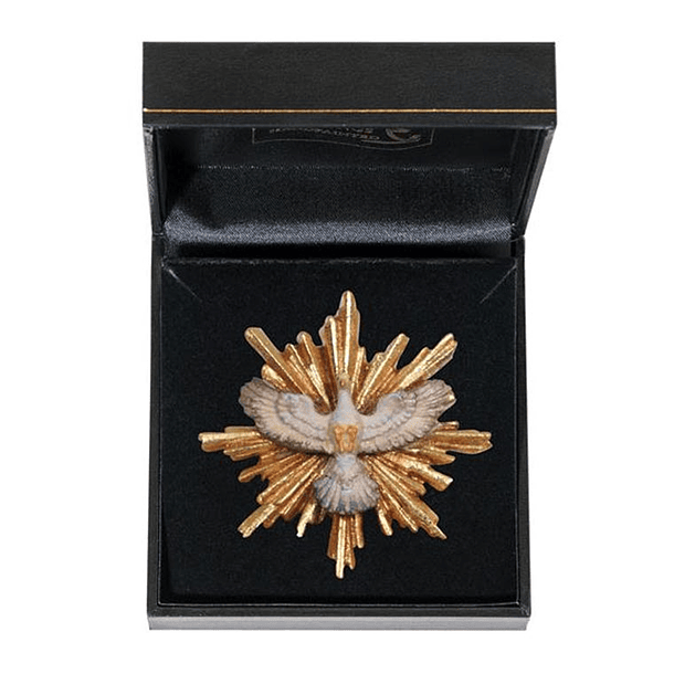 Espírito Santo com aura com caixa - madeira 