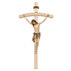 Crocifisso Cristo da Siena croce curva - legno