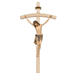 Crucifixo Cristo de Siena  cruz curva - madeira