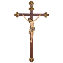 Crucifix Christ Sienne croix baroque dorée - bois