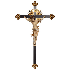 Crocifisso Cristo Leonardo croce barocca - legno