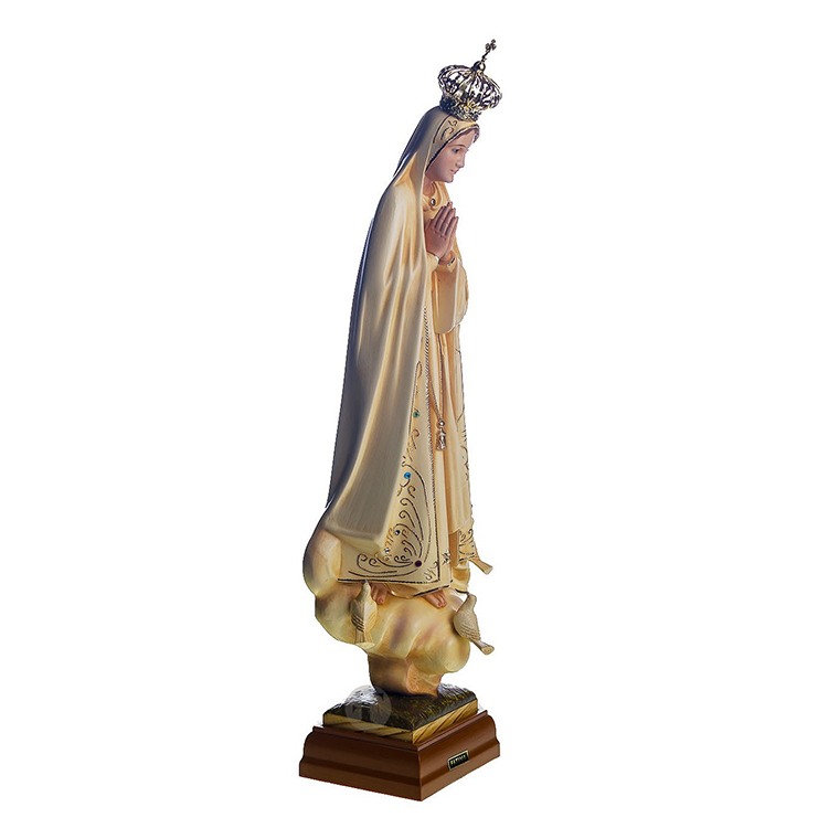 Statue Notre-Dame De Fatima En Résine 55cm - Yeux En Verre - Peinte à La Main - Intérieur Extérieur