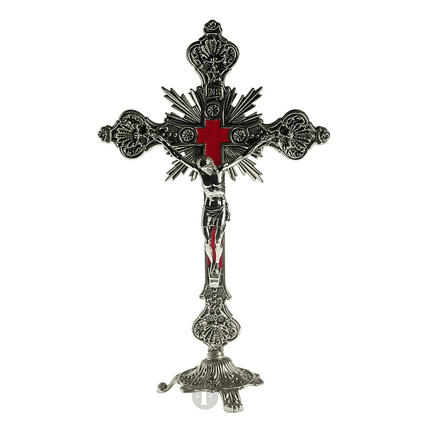 Crucifix nickelé 34 cm 1