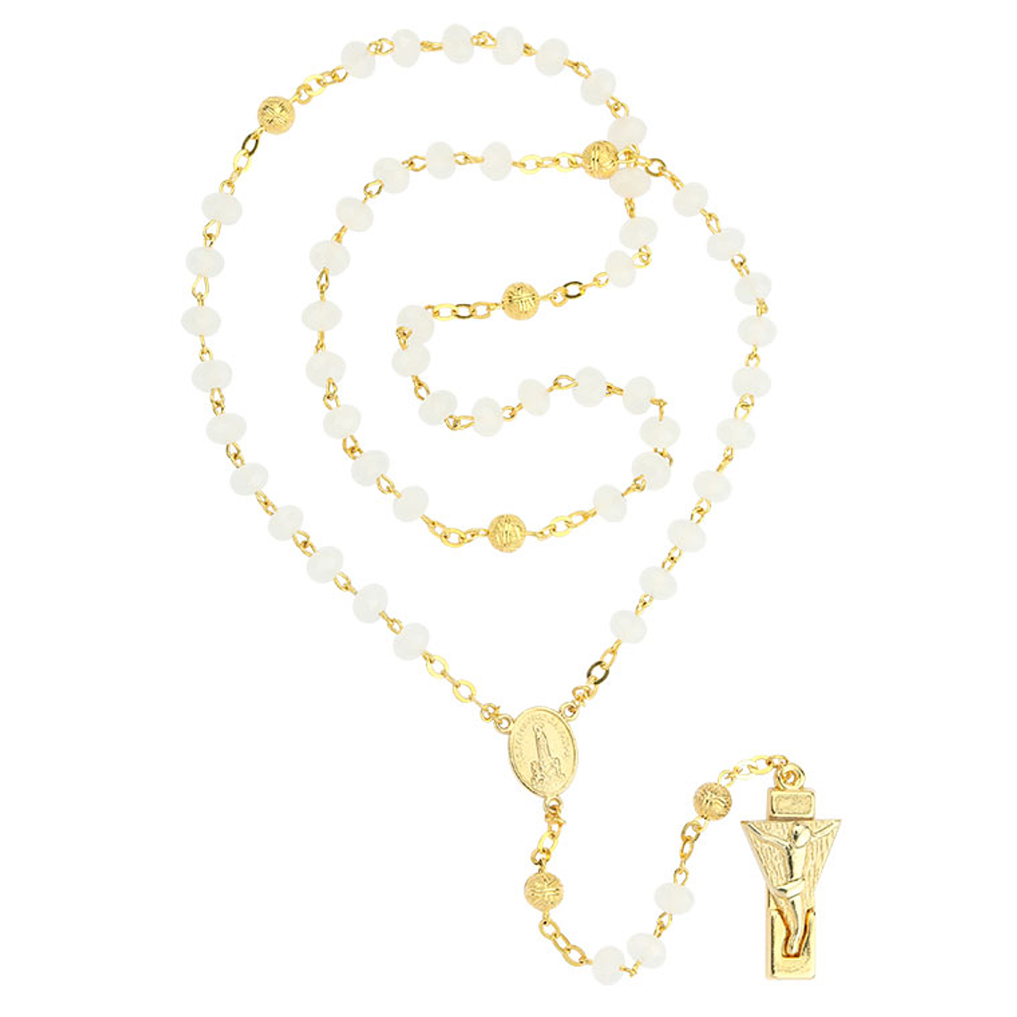 Chaplet of Fatima transparent white crystal 1