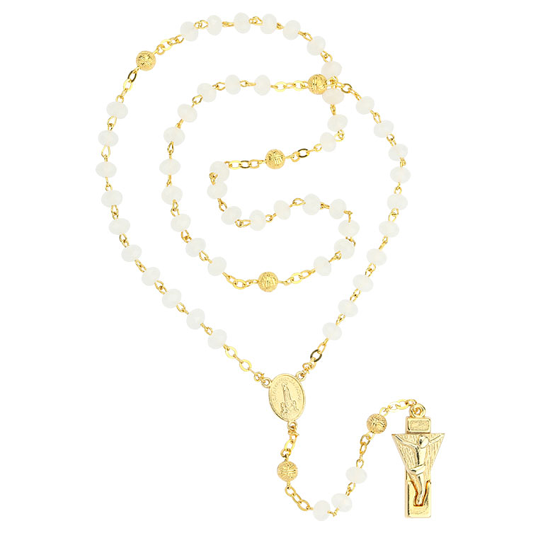 Chaplet of Fatima transparent white crystal 1