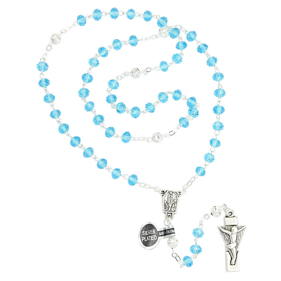 Rosary of Fatima transparent blue crystal 1