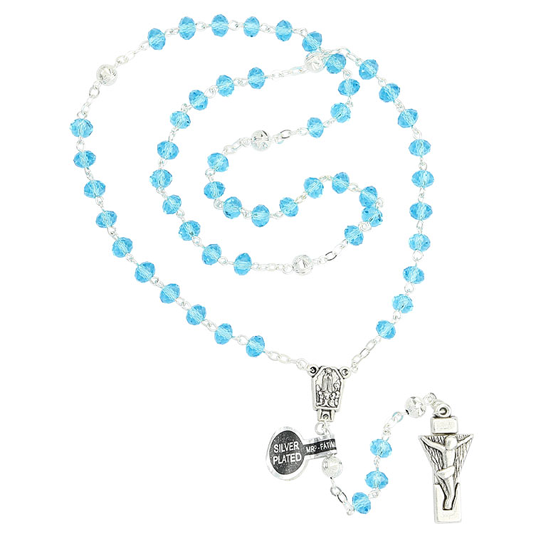 Rosary of Fatima transparent blue crystal 1