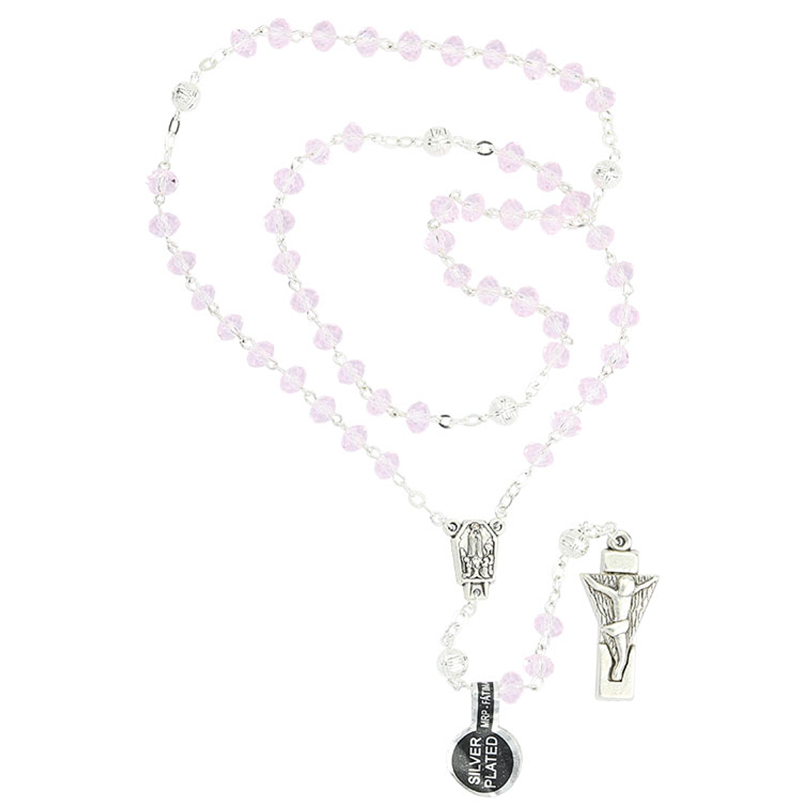 Rosary of Fatima transparent pink crystal 1