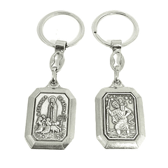 Porte-clés de Saint Christophe et Notre-Dame de Fatima