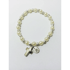 Pulsera de perlas y rosas