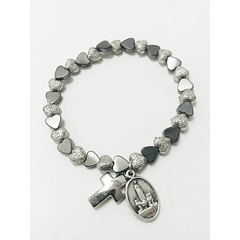 Bracciale in ematite con cuori