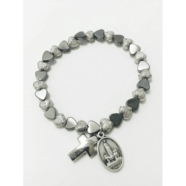 Pulseira hematite com corações 2