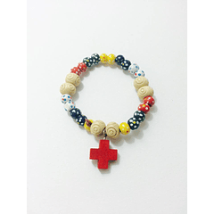 Pulsera de madera de varios colores.