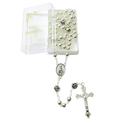 Silver rosary with roses