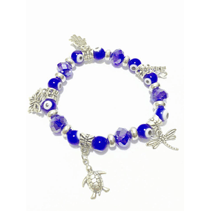 Crystal bracelet with various medals