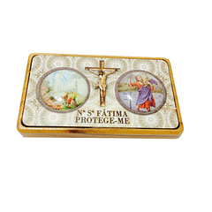 Double wooden magnet with Saint Christopher