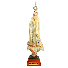 Immagine della Madonna di Fatima con occhi di vetro